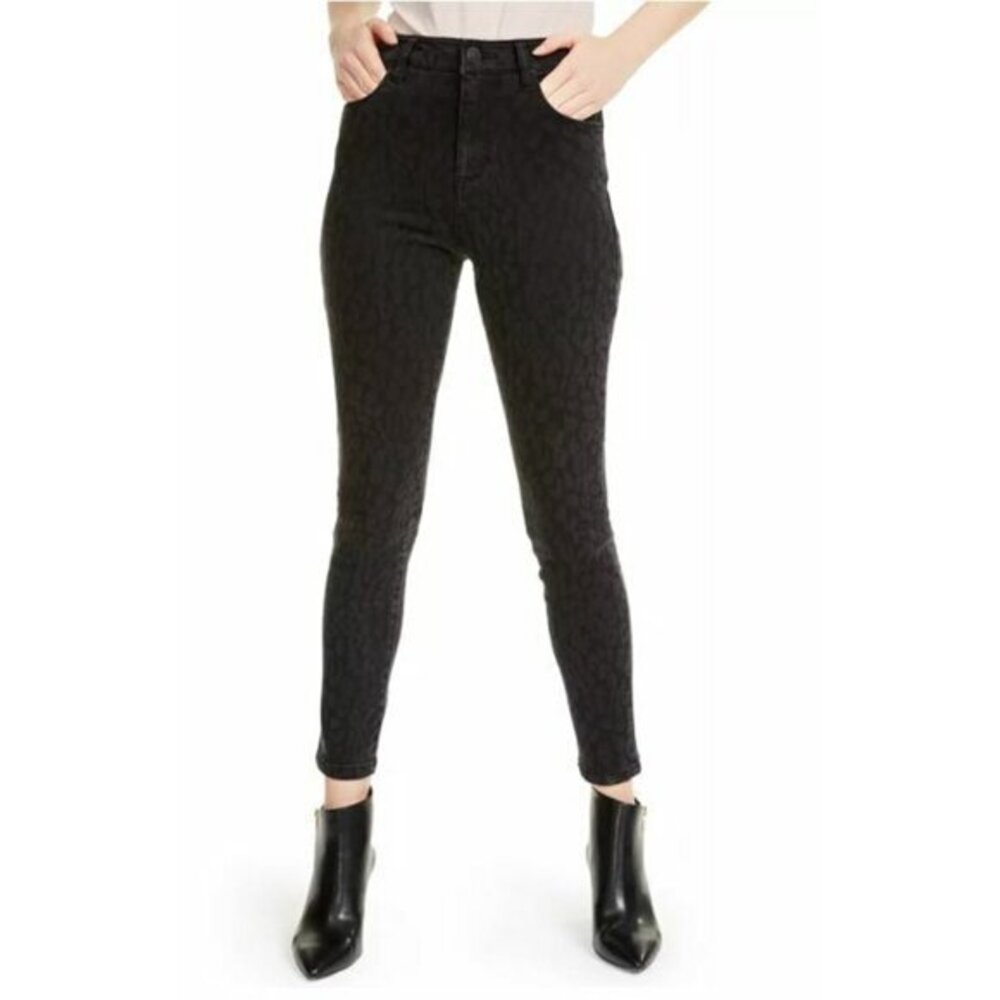 STS Blue Jeans Ashley High-Rise Ankle Skinny Jeans Black Leopard Sz 25 New